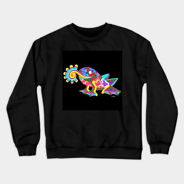 nature leap frog ecopop in anime animal totonac pattern Crewneck Sweatshirt by jorge_lebeau